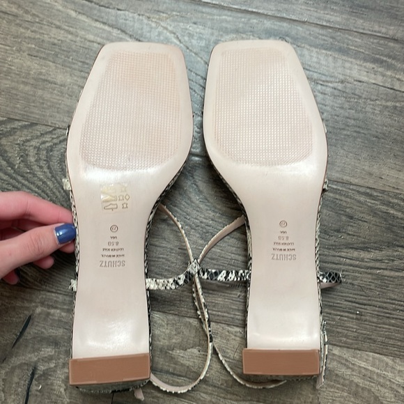 Schutz Amaia Block Heel Strappy Slingback Sandals - Snake Print - Size 8.5 - Picture 7 of 10